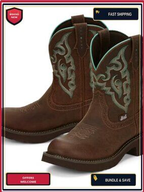 Justin Gemma II Women's 8" Tall Rodeo Boot Leather Comfort Insole Slip-On